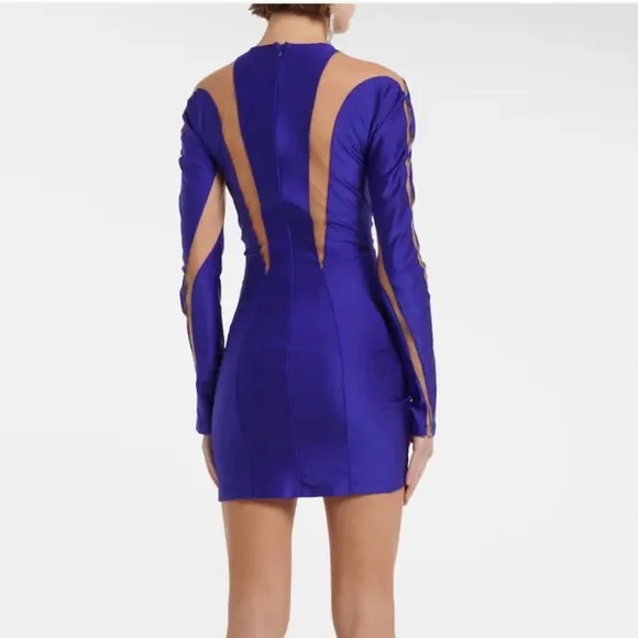 MUGLER Tule Illusion Paneled Angular Mini Dress - Picture 3 of 9